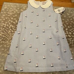 Classic Prep Sailboat Seersucker Shift Dress Size 7Y